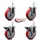 Service Caster 5 Inch Red Polyurethane Wheel Swivel 34 Inch Threaded Stem Caster Set 2 Brakes SCC SCC-TS20S514-PPUB-RED-34212-2-PLB-2 - alternate 3